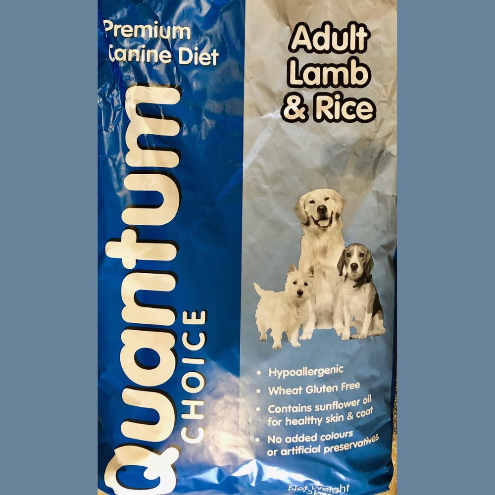 A 15kg bag of Quantum Choice Adult Lamb And Rice Dog Food